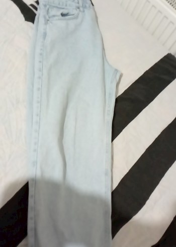 Beyaz Rahat Kesim Midi Kadın Kot Pantolon - Görsel 2