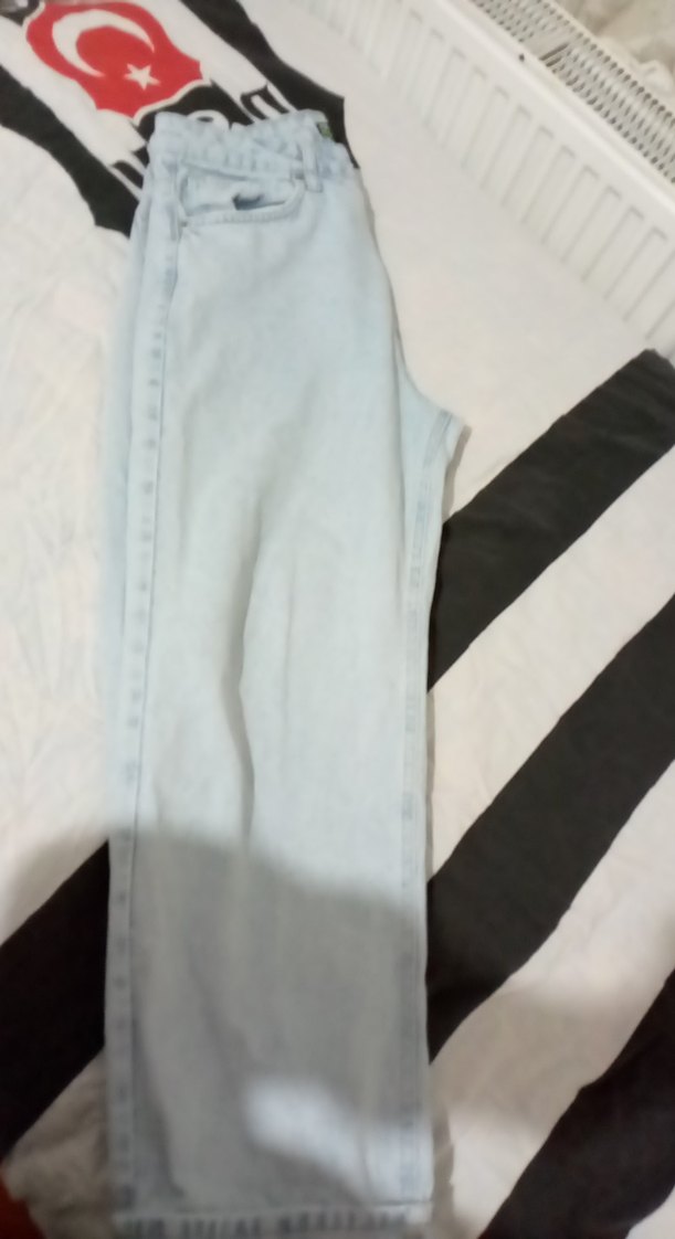 Beyaz Rahat Kesim Midi Kadın Kot Pantolon - Görsel 2