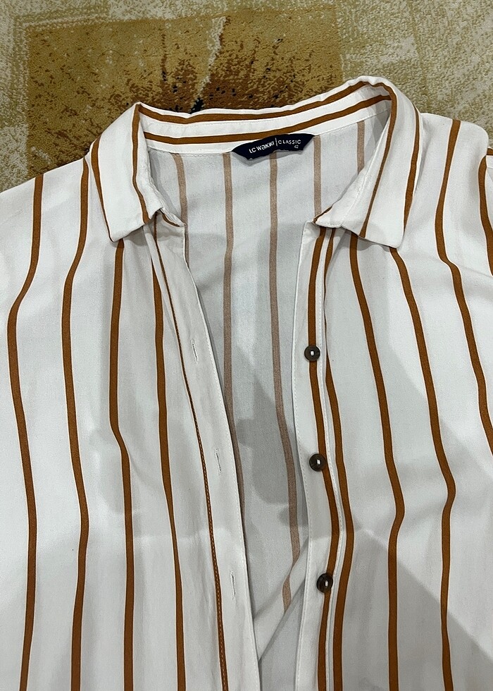 tesettür cizgili gomlek - Görsel 2