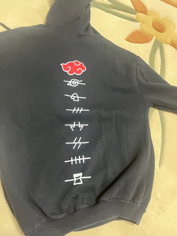 Kırmızı Baskılı Kapüşonlu Siyah Sweatshirt - Görsel 2