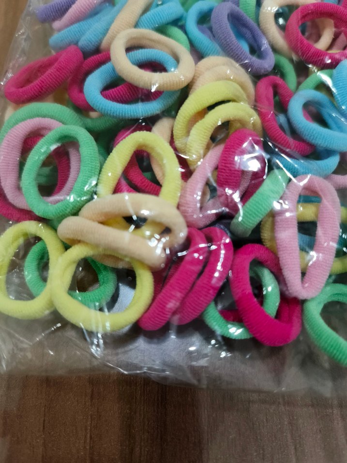Renkli Elastik Çocuk Saç Lastikleri 100 adettir - Görsel 2