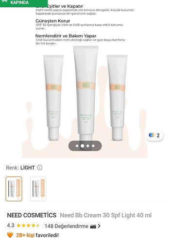 Need Cosmetics BB Krem SPF 30 40 ml Açık Bej - Görsel 2
