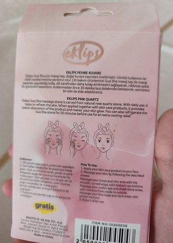 Eklips Pembe Kuvars Gua Sha Yüz Masaj Taşı - Görsel 2