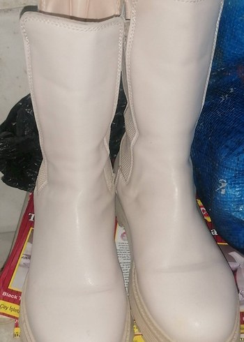 Krem Kadın Platform Topuklu Botlar - Görsel 2