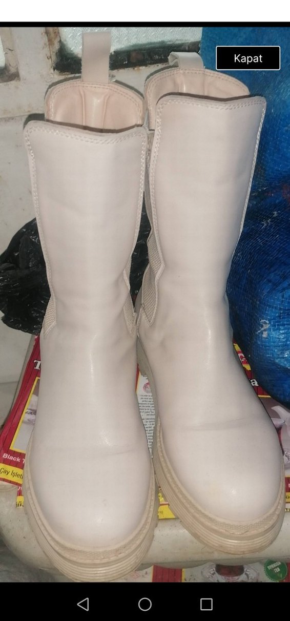 Krem Kadın Platform Topuklu Botlar - Görsel 2