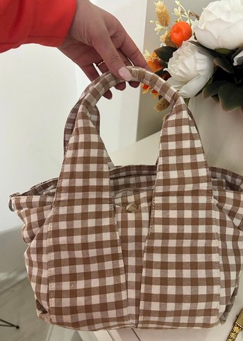 Zara Kahverengi Ekose Mini Omuz Cantasi Zaradir