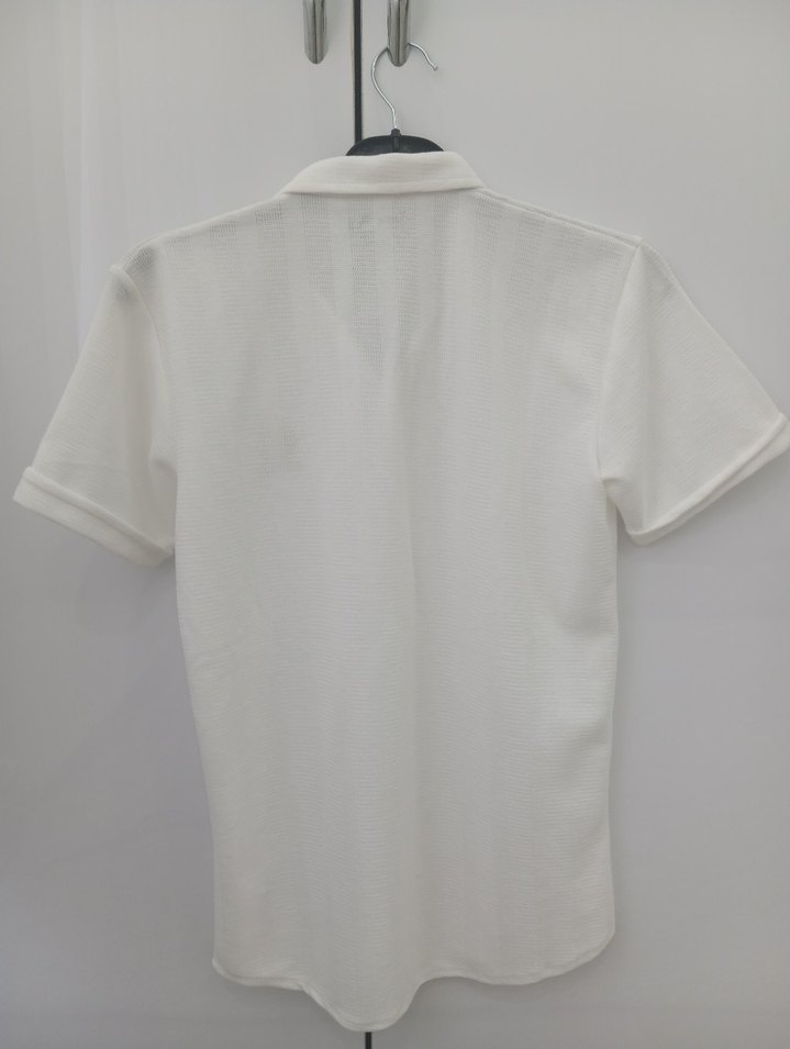 Düğmeli Beyaz Kısa Kollu Pamuklu Erkek Gömlek - Görsel 3