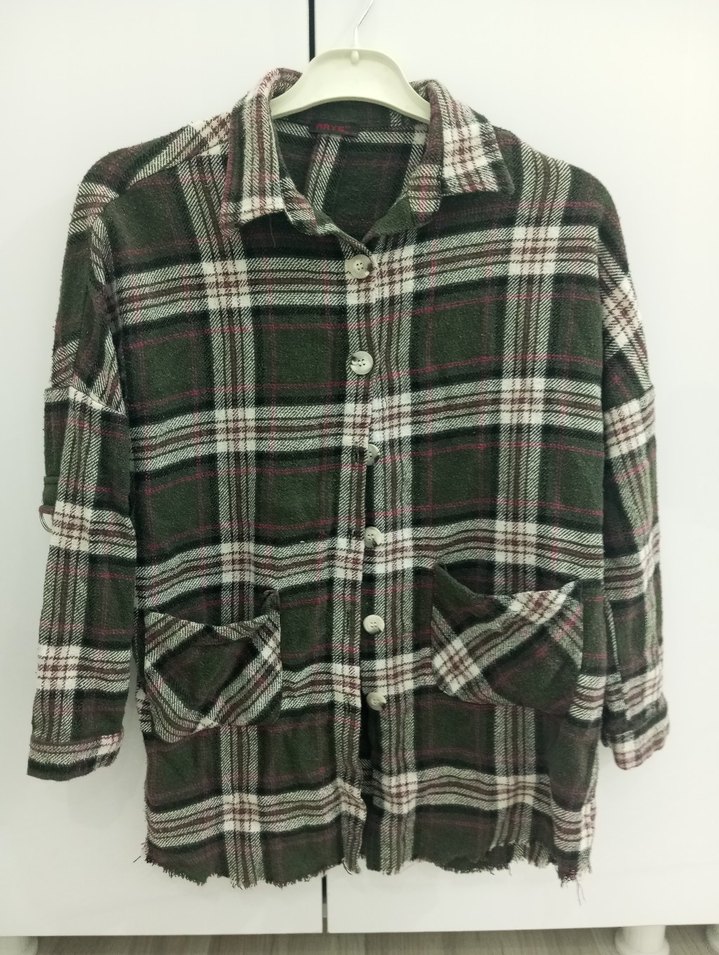 Düğmeli Uzun Kollu Kadın Gömlek Ceket - Görsel 2