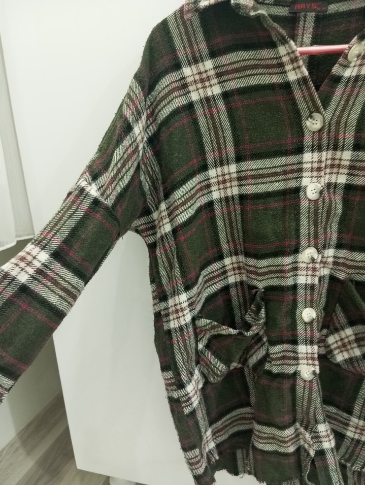 Düğmeli Uzun Kollu Kadın Gömlek Ceket - Görsel 5