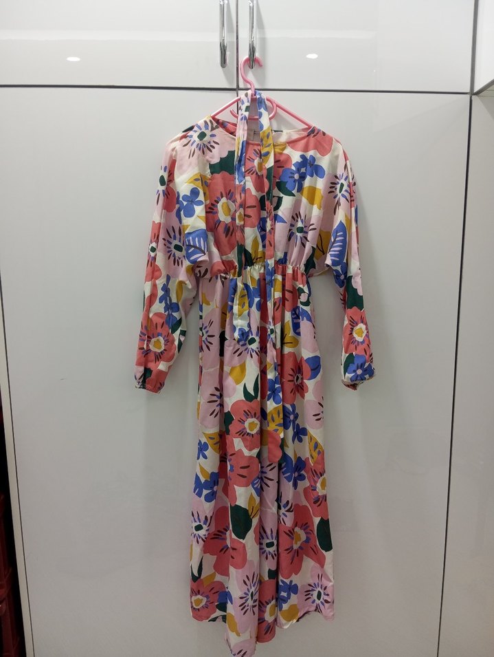 Çiçek Desenli Bohem Uzun Elbise - Görsel 3