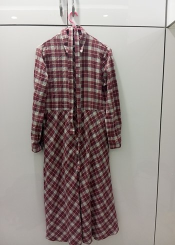 Ekoseli Uzun Kollu Kadın Gömlek elbise - Görsel 4