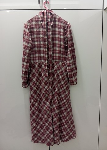 Ekoseli Uzun Kollu Kadın Gömlek elbise - Görsel 3