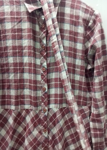 Ekoseli Uzun Kollu Kadın Gömlek elbise - Görsel 2