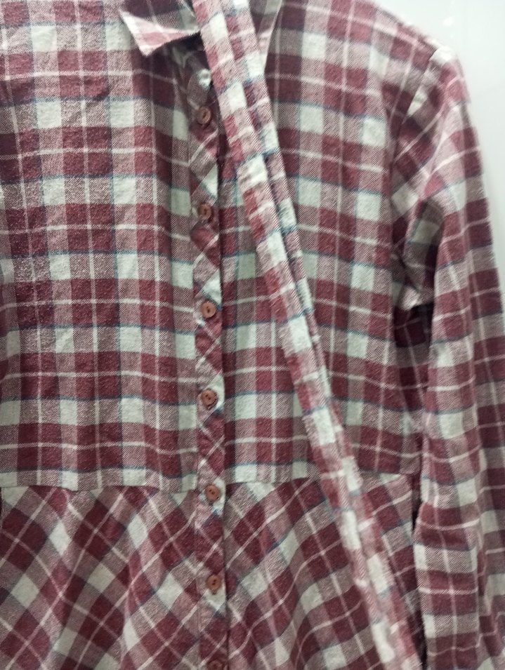 Ekoseli Uzun Kollu Kadın Gömlek elbise - Görsel 2