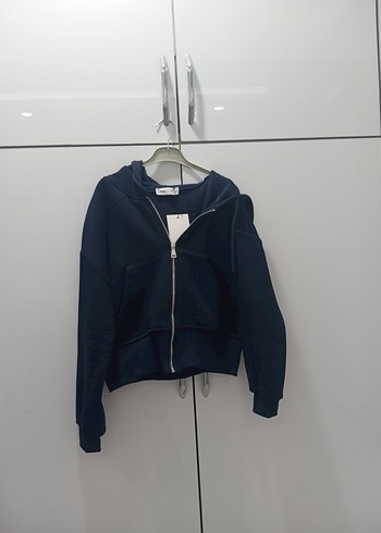 Fermuarlı lacivert Kapüşonlu Kadın Sweatshirt - Görsel 2