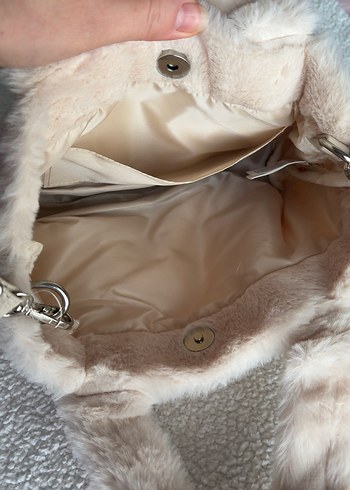 Bej Peluş Detaylı Kadın Çanta - Görsel 5