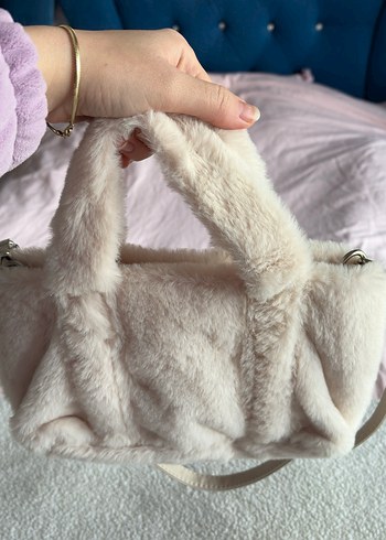 Bej Peluş Detaylı Kadın Çanta - Görsel 3