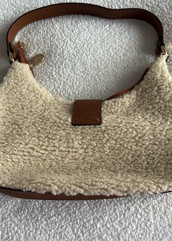 Bej Peluş Detaylı Bohem Kadın Çanta - Görsel 6