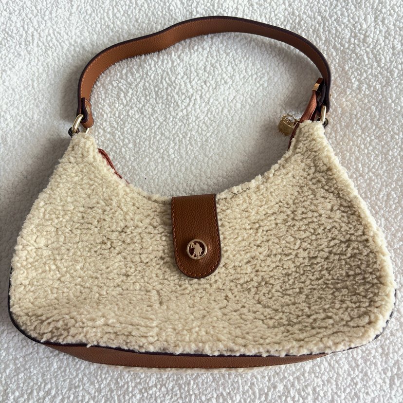 Bej Peluş Detaylı Bohem Kadın Çanta - Görsel 4