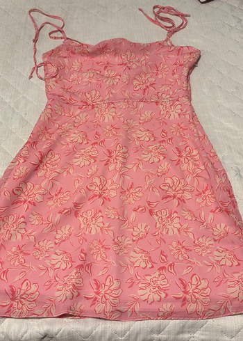 Pembe Straplez Midi Bohem Elbise