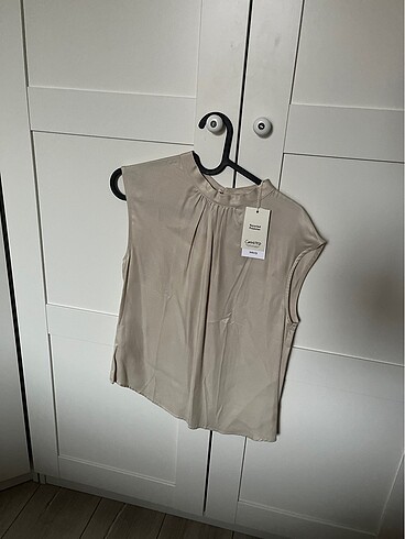 xs Beden Mango saten bluz XS Açık/ Pastel Gri