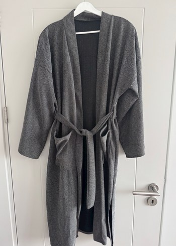 Gri Kadın Midi Boy Rahat abaya - Görsel 2