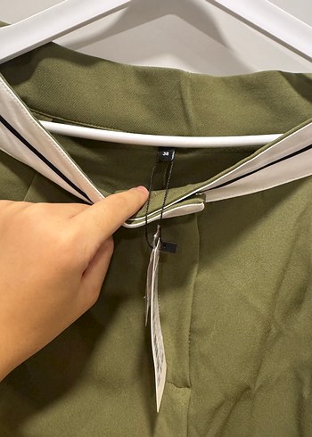 Kadın Haki Bol Kesim Kumaş  pallazzo Pantolon - Görsel 6