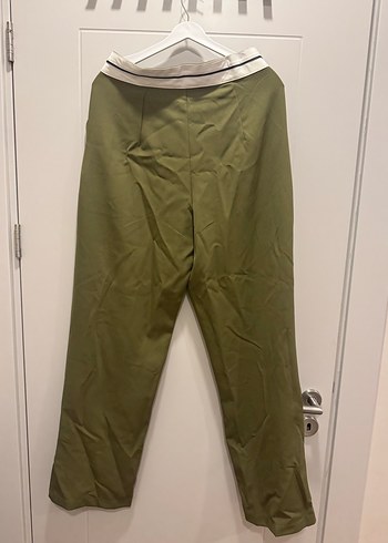 Kadın Haki Bol Kesim Kumaş  pallazzo Pantolon - Görsel 5