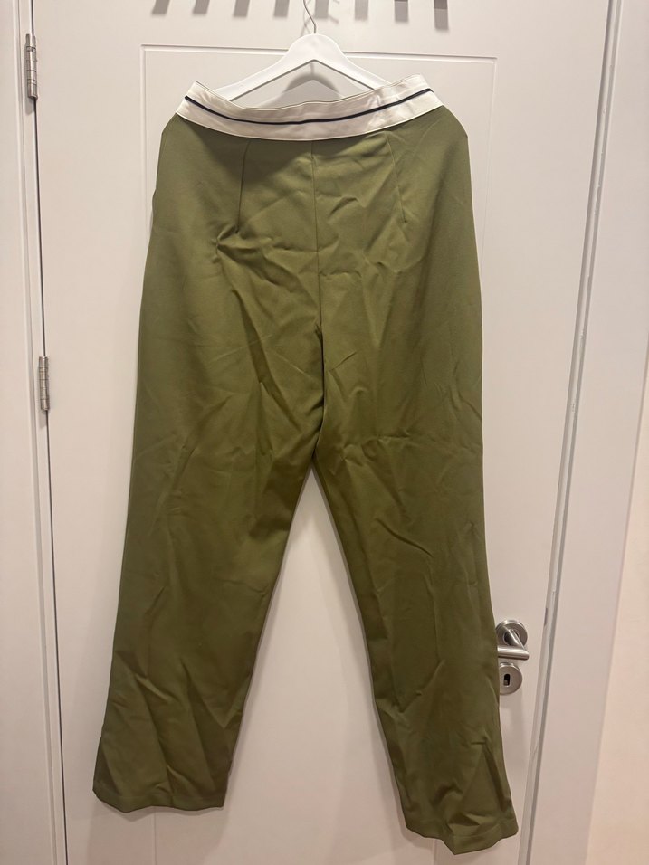 Kadın Haki Bol Kesim Kumaş  pallazzo Pantolon - Görsel 5