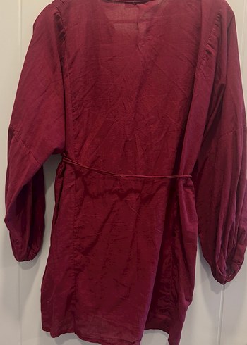 Bordo Kemerli Uzun Kollu Kadın Tunik - Görsel 3