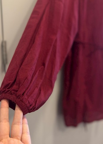 Bordo Kemerli Uzun Kollu Kadın Tunik - Görsel 4