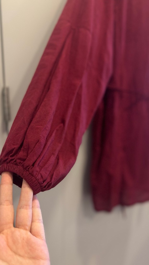 Bordo Kemerli Uzun Kollu Kadın Tunik - Görsel 4