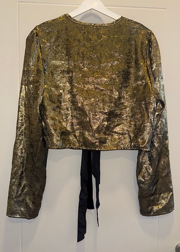 Parlak Altın Yılan Derisi Desenli Kadın Ceket - Görsel 5