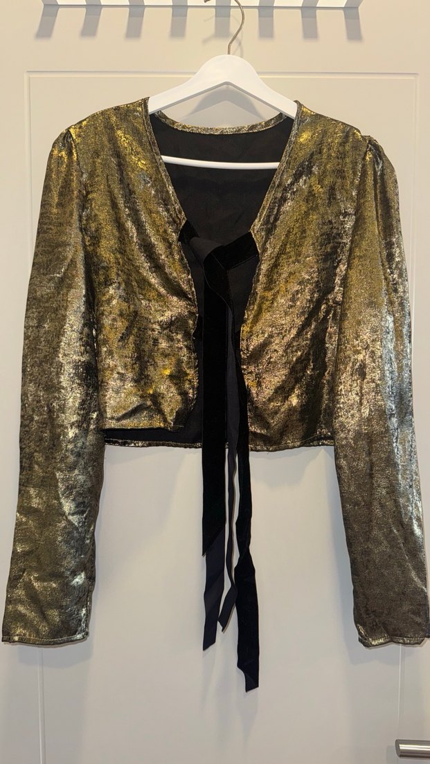 Parlak Altın Yılan Derisi Desenli Kadın Ceket - Görsel 3