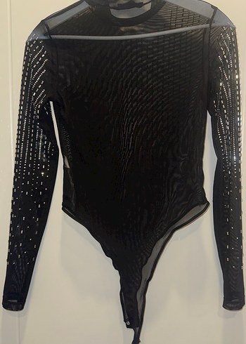 Siyah Payetli Uzun Kollu Dar Kesim Bluz - Görsel 3