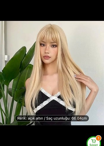 Açık Altın Uzun Sentetik Peruk