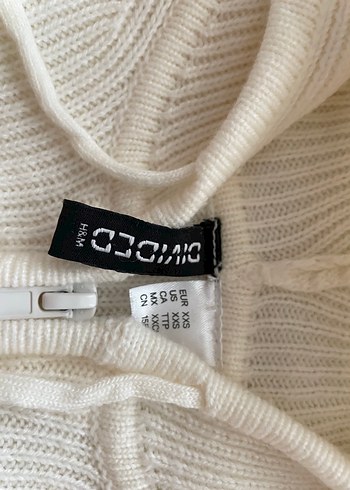 H&M Kapüşonlu Beyaz Fermuarlı Örgü Kadın Kazak