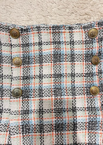 Zara Kürk Detaylı Ekose Mini Etek