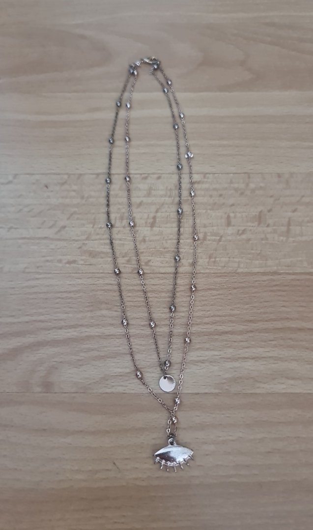 pembe-Gri Uzun Zincirli Bohem Kolye - Görsel 2