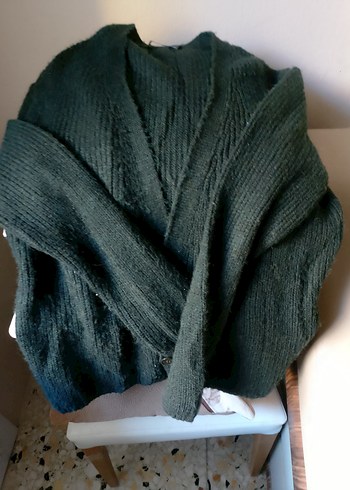 Gri Triko Kadın Hırka Notched Yaka - Görsel 2