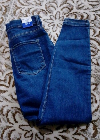 Kadın Mavi Bel Detaylı Dar Kesim Denim Pantolon - Görsel 2