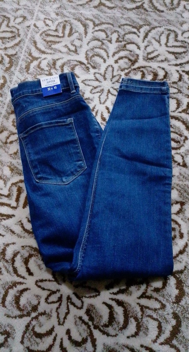 Kadın Mavi Bel Detaylı Dar Kesim Denim Pantolon - Görsel 2