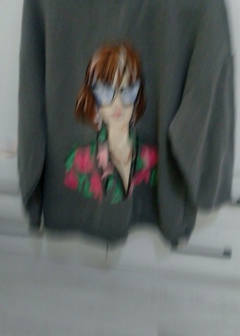 Gri Baskılı Kadın Sweatshirt - Görsel 2