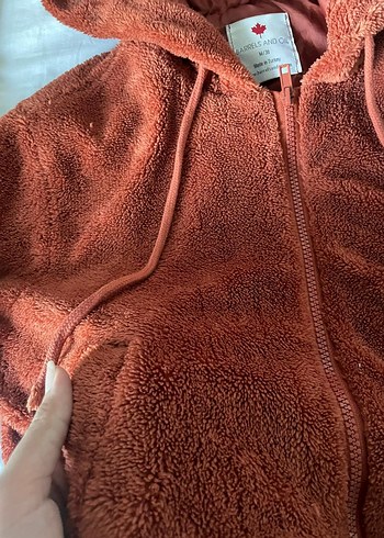H&M Turuncu Fermuarlı Kapüşonlu hırka