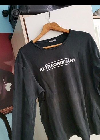 Siyah Oversize Baskılı Kadın Sweatshirt
