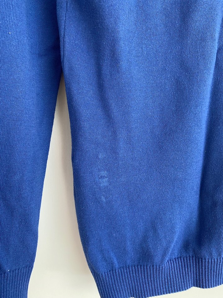 Mavi V Yaka Kadın Triko Kazak Polo - Görsel 3