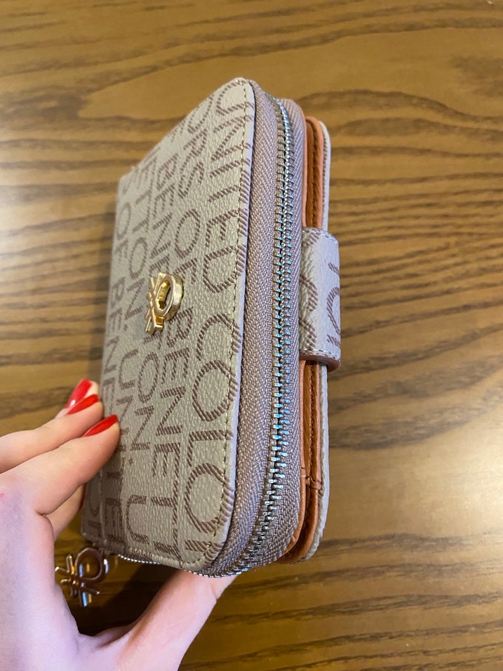 Benetton Kahverengi Deri Cüzdan - Görsel 4