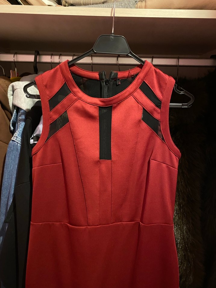 Kırmızı Midi Kadın Elbise - Görsel 2