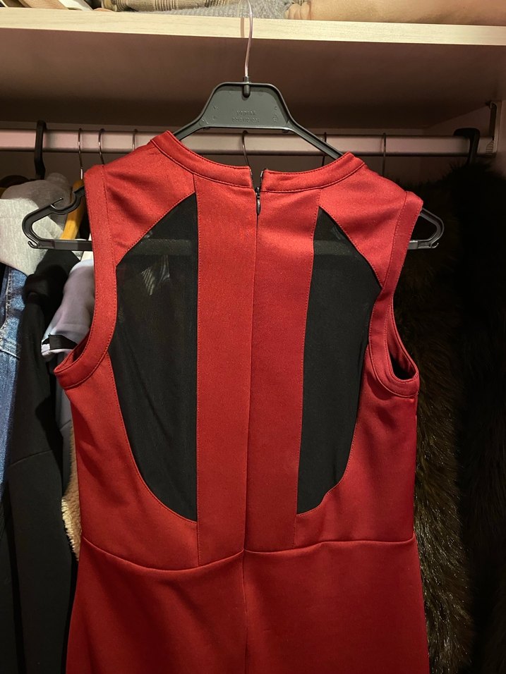 Kırmızı Midi Kadın Elbise - Görsel 4