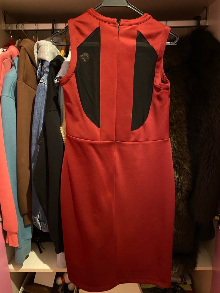 Kırmızı Midi Kadın Elbise - Görsel 3
